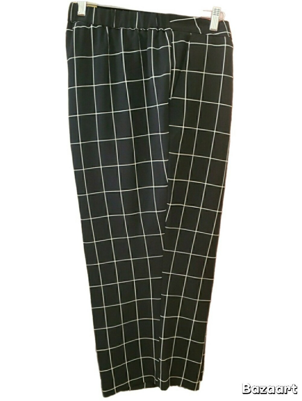 Tahari Black Windowpane Straight-Leg Pants